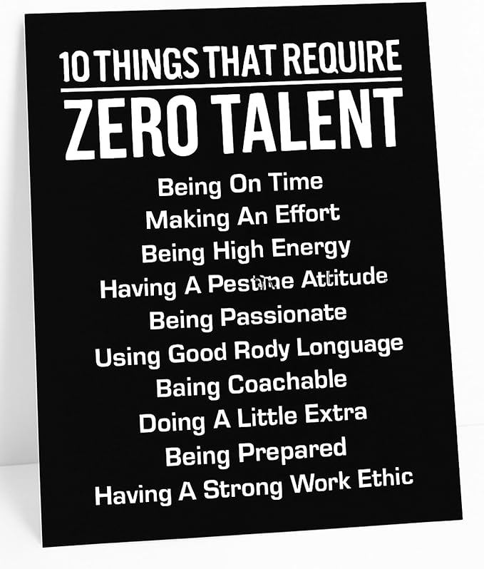 10 Things That Require Zero Talent Motivational Wall Decor, 11x14 Unframed Office Wall Art Print, Inspirational Leadership Quote Poster for Work, Gym, Classroom and Team Building