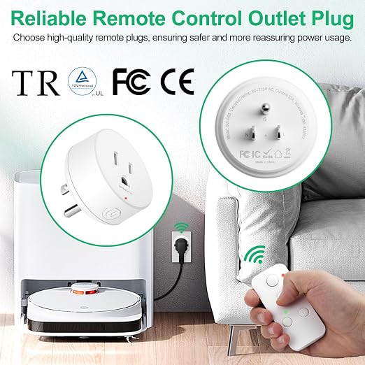 NineLeaf Remote Control Outlet, Wireless Plugs Outlet, Remote Light Switches Wireless, Timer Outlet for Lights, Lamps, Fans, Small Appliance, 15A/1500W, Up to 500ft Range