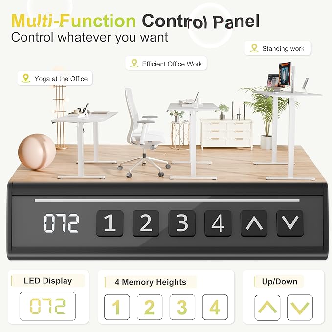 Furmax Electric Standing Desk, 40 x 24 Inches Sit Stand up Desk, Sit Stand Height Adjustable Home Office Desk with 4 Height Position Memory (White, 40)