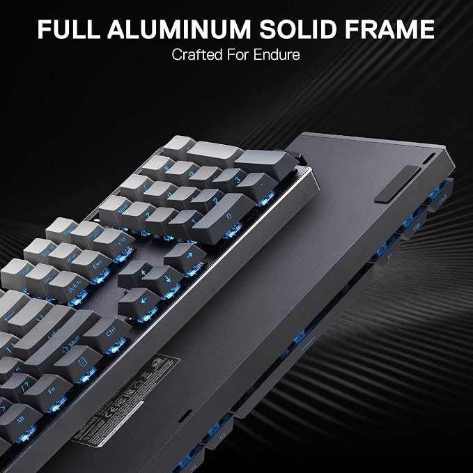 Redragon K556 PRO 104 Keys Wireless RGB Gaming Keyboard, Tri-Mode Aluminum Mechanical Keyboard w/Noise Dampening Layers, Hot-Swap South-Facing RGB Socket, Gradient PBT Keycaps & Custom Linear Switch