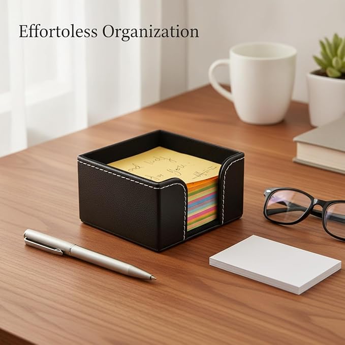 Declutter Your Workspace with This Compact PU Leather Storage Bin, Open-Top Caddy for Desk or Drawer Organization