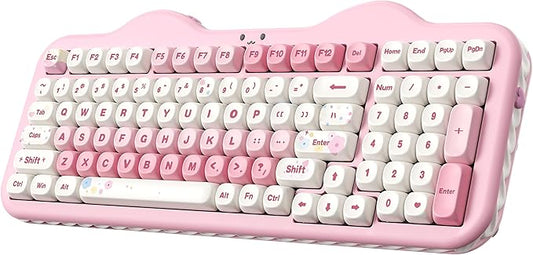 YUNZII C98 Wireless Mechanical Keyboard with Number Pad,99 Key BT5.0/2.4G/USB-C Hot Swap Gasket Mount with PBT MOA Keycaps,Custom RGB,Cute Cake Keyboard for Win/Mac (Pink, Milk V2 Linear Switch)