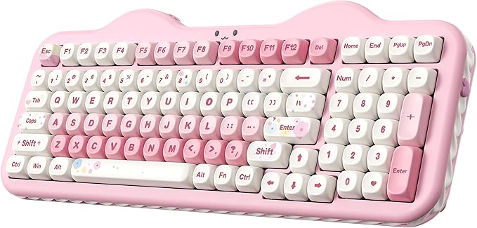 YUNZII C98 Wireless Mechanical Keyboard with Number Pad,99 Key BT5.0/2.4G/USB-C Hot Swap Gasket Mount with PBT MOA Keycaps,Custom RGB,Cute Cake Keyboard for Win/Mac (Pink, Candy Linear Switch)