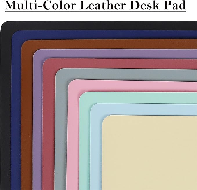 TOWWI PU Leather Desk Pad with Suede Base, Multi-Color Non-Slip Mouse Pad, 24” x 14” Waterproof Desk Writing Mat, Large Desk Blotter Protector (Dark Blue)