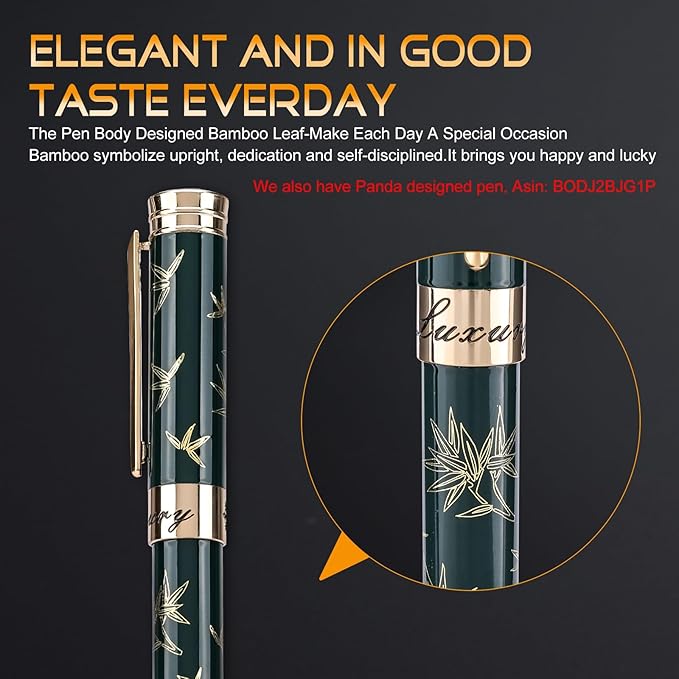 24K Gold Planting Rollerball Pens Smooth Writing Pen Set fro Men Women Fancy Green Roller Ball Pen Boss Colleagues Luxury Pens Gifts for Graduation Birthday Christmas