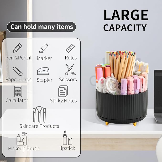 Camelmother 360°Rotating Pen&Pencil Holder For Desk With 5Slots Cute Office | Spacious Beautiful & Durable For Teachers Students Workers Easy Storage for Pens Stationery