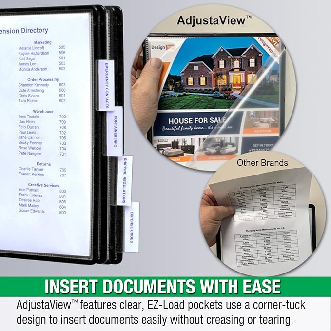 Ultimate Office AdjustaView FastFind 10-Pocket Wall Mounted Reference Display Organizer with All Black EZ Load Pockets to Display 20 Sheets of Your Most Important Letter Sized Documents