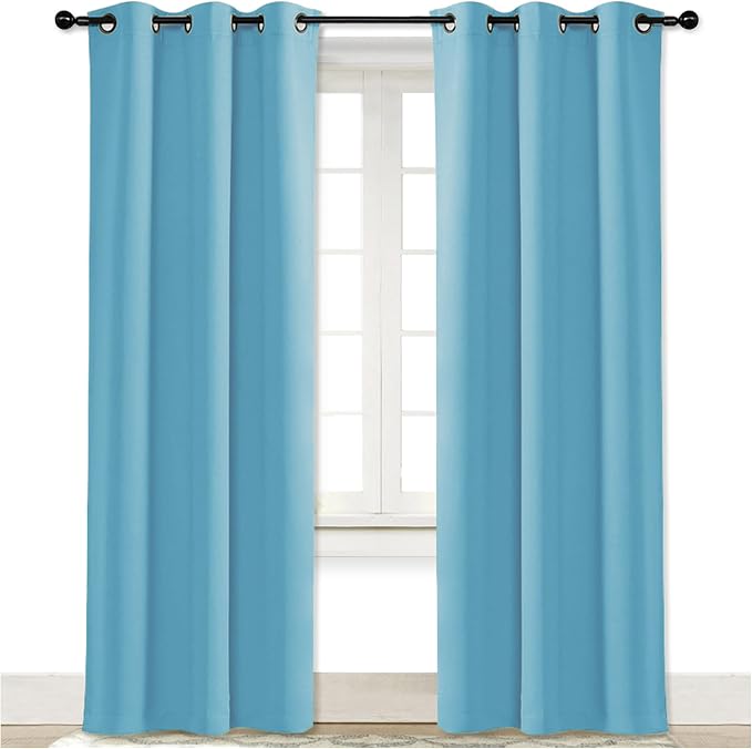 NICETOWN Curtain Blackout Drape Panel, Single Panel, 34 x 84 inch, Teal Blue, 3 Pass Microfiber Noise Reducing Thermal Insulated Window Drapery with Grommet