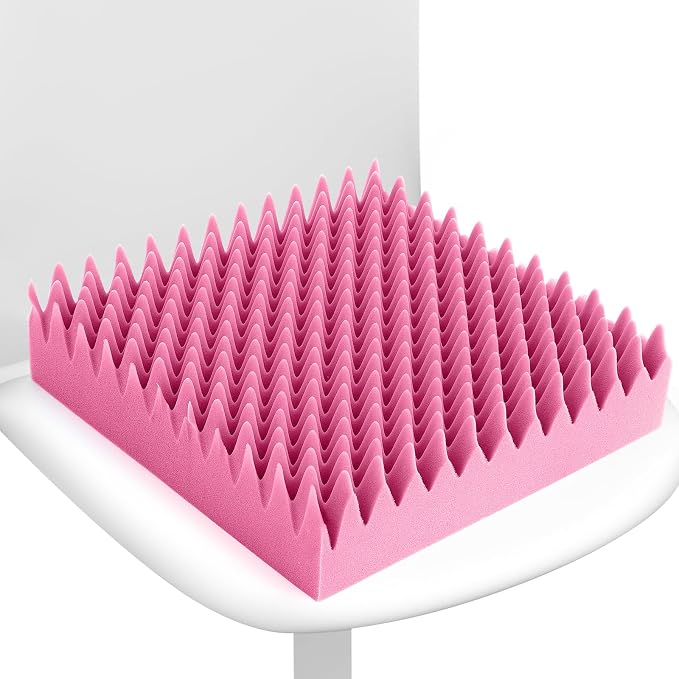 Geiserailie 1 Pcs Egg Foam Pad Eggs Chair Cushion to Relieve Back Foam Seat Cushion Chair Accessories Pad for Office Recliner Wheelchair Home Car (18 x 16 x 4 Inches Egg-Shaped,Pink)