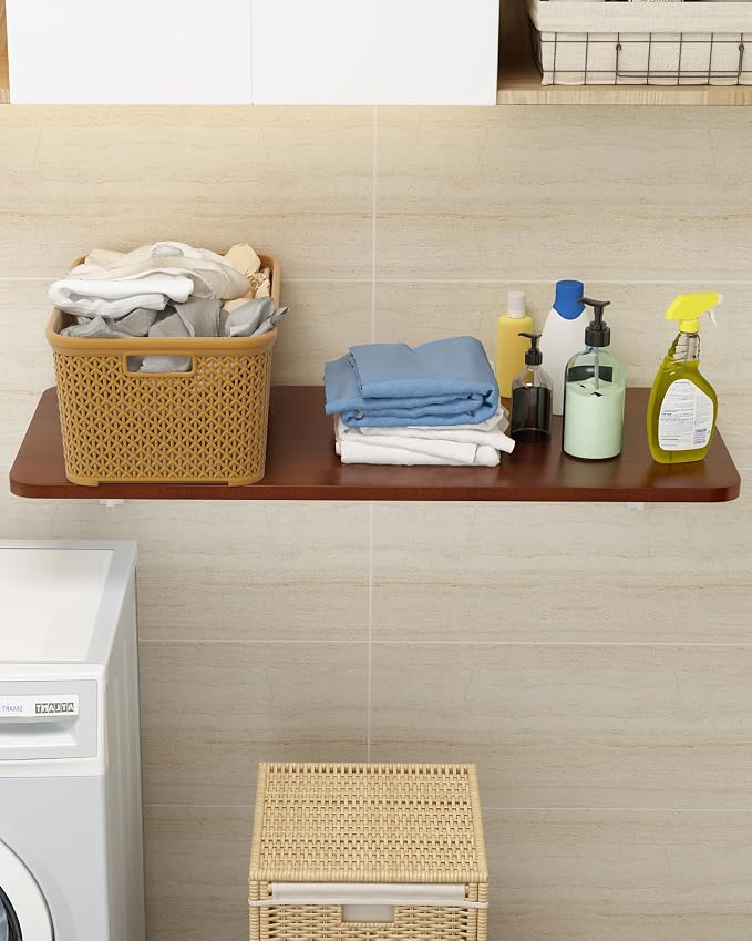 Wall Mounted Laundry Room Folding Table，Fold Down Desk for Small Spaces |Office|Study|Work Bench|Kitchen Dining Restaurant| Home Bar | Waterproof Easy to Install and Clean 39.4"×19.7"