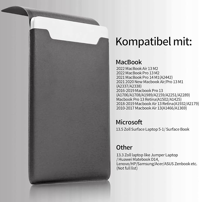 13.3-14 Inch Laptop Sleeve - Thin & Padded Case Compatible with 14" (2022), 13.3" (2015) Models | Portable Dark Gray Protective Sleeve (Dark Gray, 13.3-14 Inch)