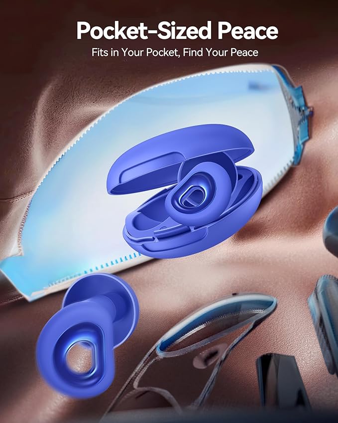 Ear Plugs for Sleeping 50dB Noise Cancelling Ear Plug with 7 Tips, 0.1Oz UltraComfy Ear Plugs for Noise Reduction for Concerts, Side Sleeper, Focus, Snoring, Silicone Reusable Earplug with Case