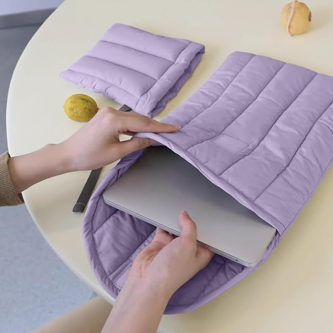 Puffy Laptop Sleeve Set 11-12 Inch Purple, Protective Carrying Case for Men and Women, Cute Case Bag Compatible with 11 and 12 Inch Laptops, 11" iPad pro, 11" iPad Air, 10.9"/10.2" Ipad in Cover