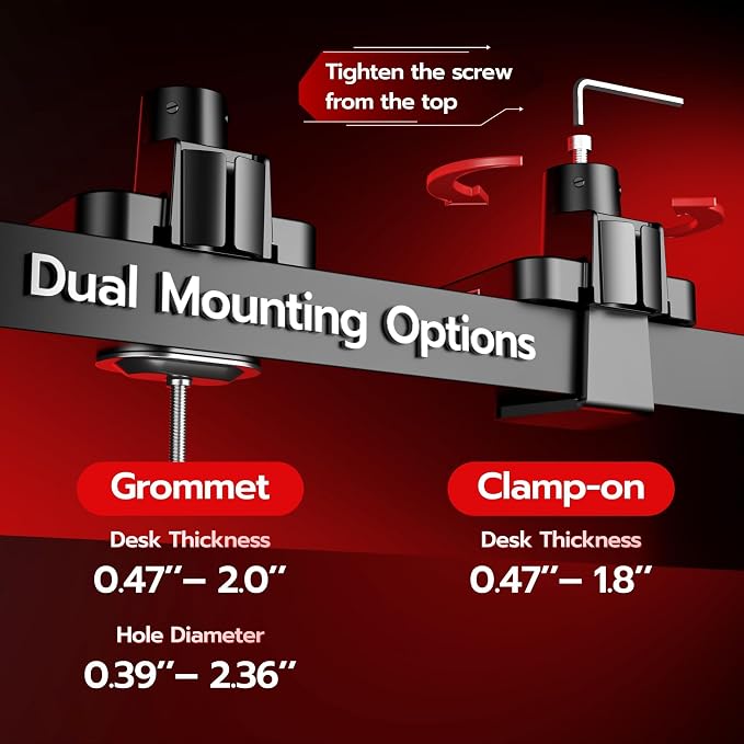 ARES WING Tall Dual Ultrawide Monitor Mount with USB A/C for 17 to 49 Inch | Pro Gas Spring, Aluminum Material, Flexible Screen Layouts, for 75/100 Vesa Mount, Hold 44 Lbs Each Arm, for Samsung Monitor