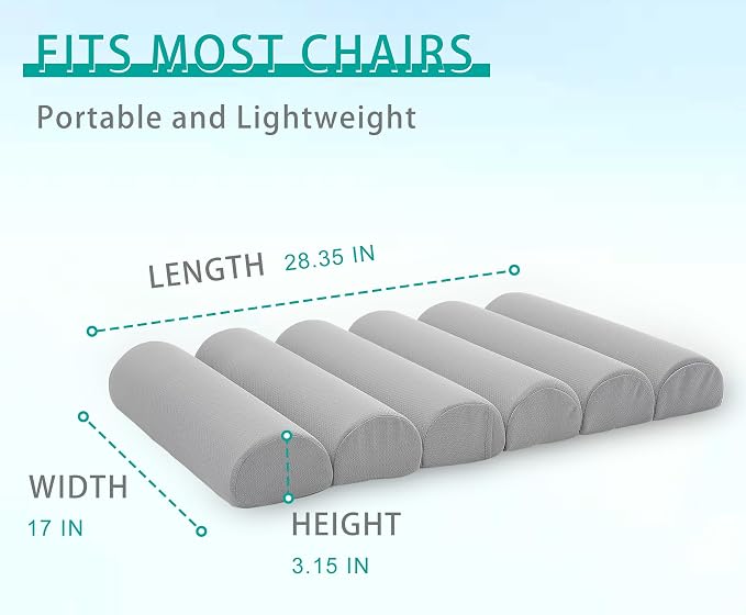 Ergonomic Lumbar Support Pillow for High Back Office Chair - Adjustable 6 Semicircular Back Cushion with Breathable Mesh Cover,Spine Support for Desk/Gaming Chairs, Neck/Upper/Lower Back Pain Relief