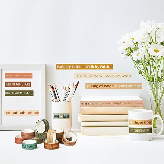 24 Rolls Back to School Christian Washi Tape Gifts Bulk Graduation VBS Religious Scripture Boho Bible Verse Washi Tape for Bible Journaling Crafting Students BibleStudy Stationery