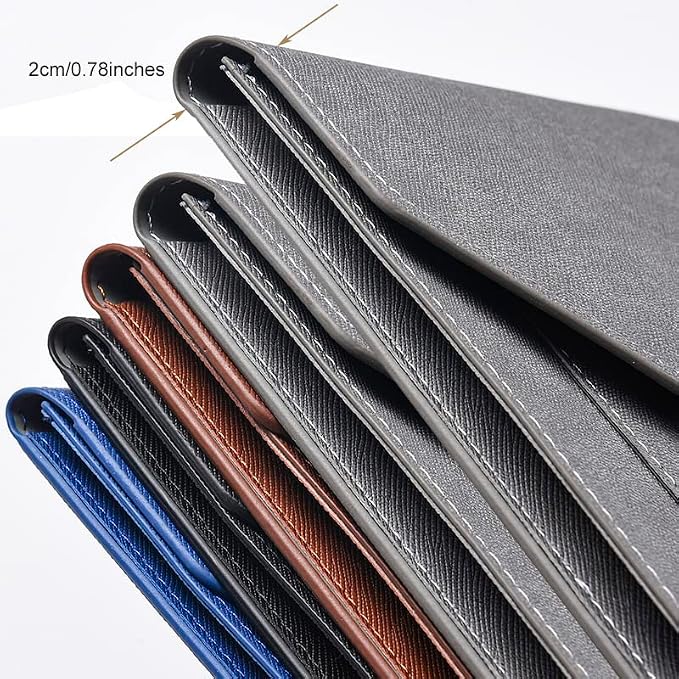 PU Leather A4 File Folder Document Holder 2 Pockets Portfolio Envelope Folder Case with Elastic String 3/4 Inch Expansion (Blue)