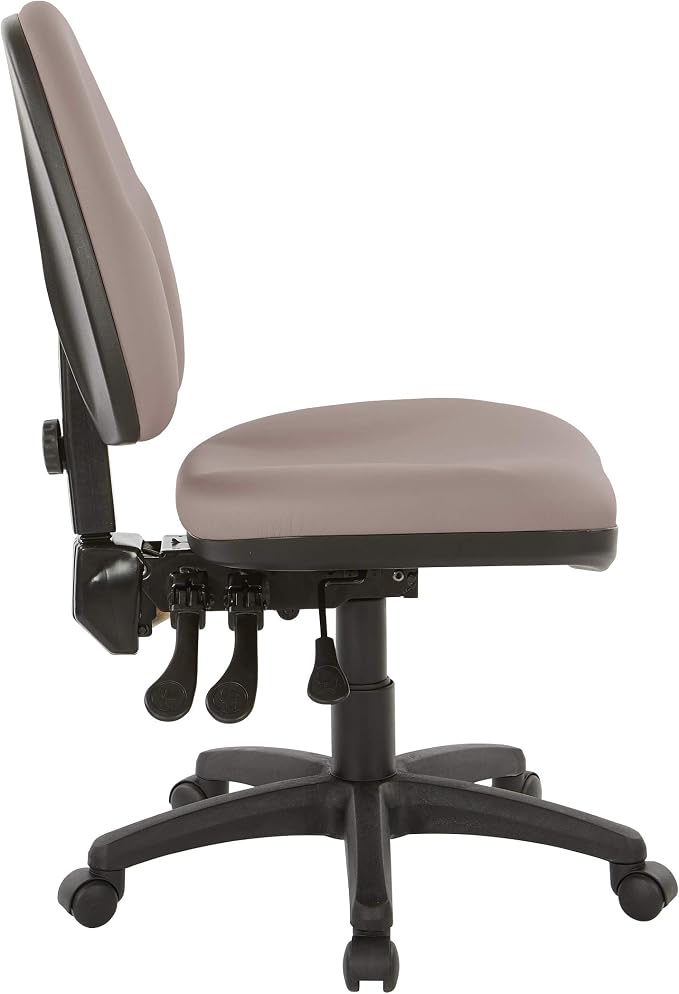 Office Star Ergonomic Dual Function Office Task Chair with Adjustable Padded Back and Built-in Lumbar Support, Armless, Dillon Stratus Fabric