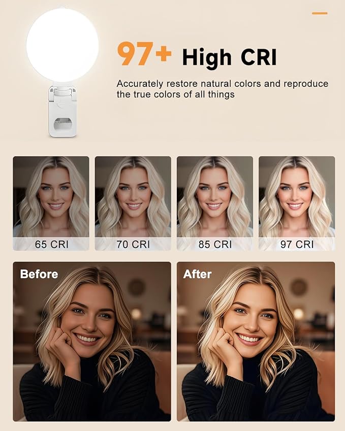 Ring Light for Computer Monitor, 3 Color Modes & 10 Brightness Levels USB Clip on Ring Light for Laptop & Phone, Video Conference Lighting for Zoom Meeting, Working, Live Streaming, Selfie Makeup