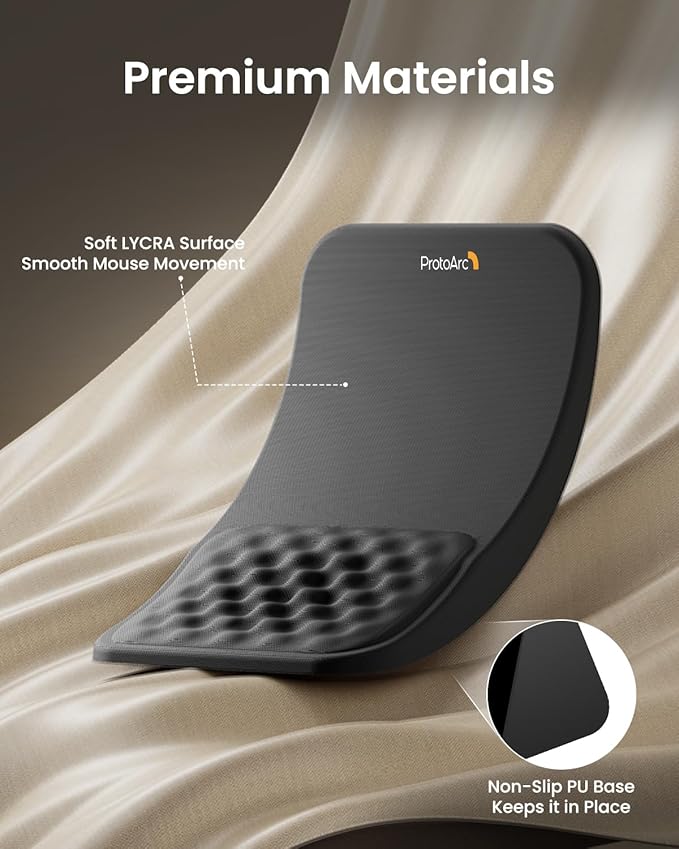 ProtoArc Ergonomic Mouse Pad with Wrist Rest, MP50 Mousepad with Massage Design, Soft Memory Foam and Non-Slip PU Base for Pain Relief, Desk, Home, Office, 12x8 Inches, Black (Mouse Not Included)