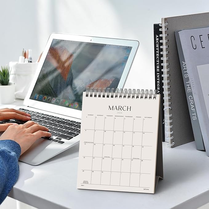 Jotsome Desk Calendar 2026-2027, Small Standing Flip Desktop Calendar From Now to June 2027 for Home and Office, Easy Organizing, Gift for the Holidays (Black, Small)