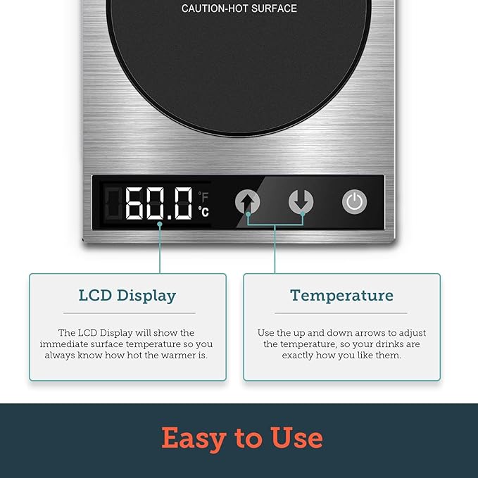 COSORI Coffee Mug Warmer for Desk, Digital Cup Heater, Coffee & Christmas Gifts, 1°F Precise Temperature Control, Touch Tech & LCD Digital Display (77-194℉), 304 Stainless Steel