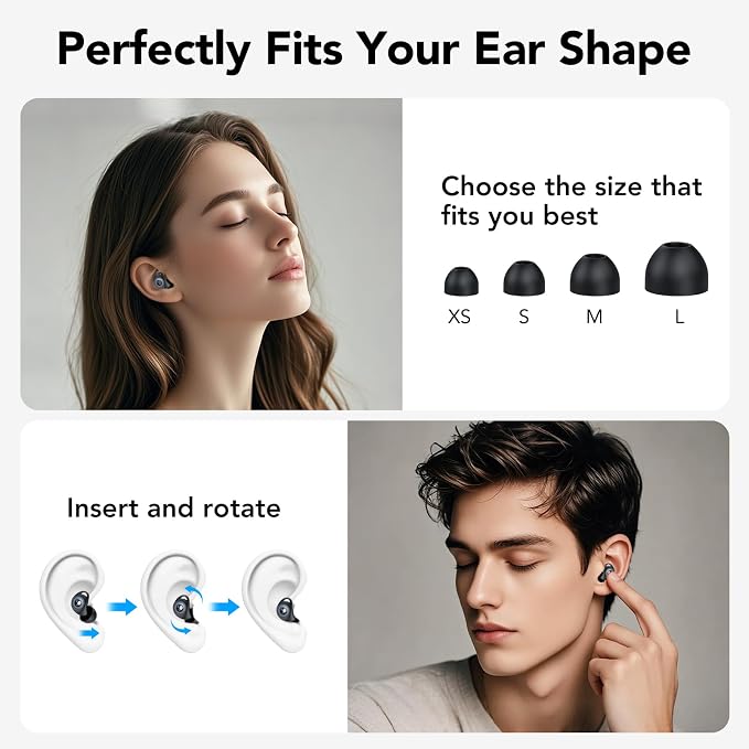 Ear plugs for Sleeping,Noise Cancelling Silicone Earplugs,45 dB,Soft and Reusable,Hearing Protection with 8 Earpieces in 4 Sizes(XS/S/M/L),Carrying bag,for Concert,Sleeping,Working,Studying,Travelling