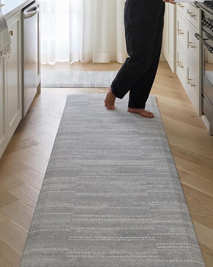 House of Noa Nama Standing Mat – Anti-Fatigue Kitchen Mats for Floor, Cushioned & Non-Slip Kitchen Comfort Mat for Standing, Thick Foam Anti-Fatigue Mat for Kitchen & Workspaces, Aspen Dove 30" x 72"