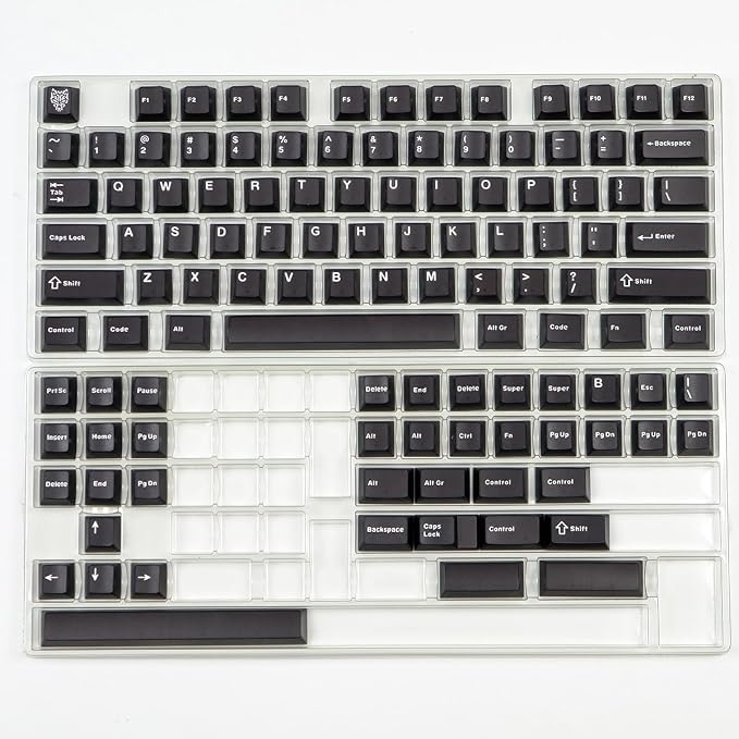 Sumgsn 114 Keys Doubleshot Translucent Keycaps Cherry Profile Black Keycap Set Fit for 61/64/87 Cherry Mx Switches Mechanical Keyboard
