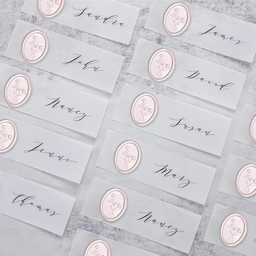 UNIQOOO Wax Seal Stickers - 3D Flower Oval Shape Wedding Invitation Envelope Seal Stickers, 50 Pcs Self- Adhesive Champagne Stickers, Perfect for Invitation, Christmas, Gift Wrapping