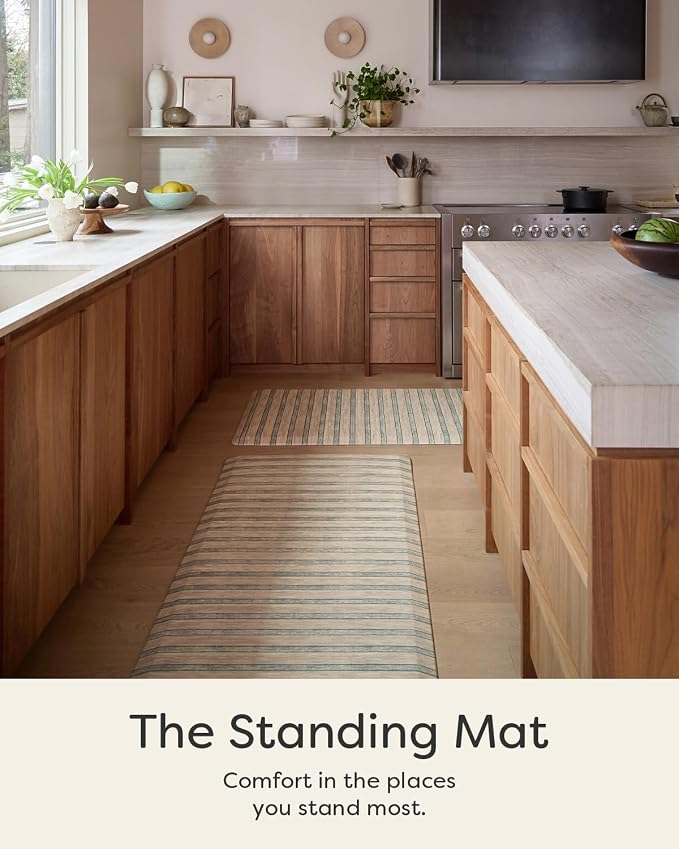 House of Noa Nama Standing Mat – Anti-Fatigue Cushioned Kitchen Mats for Floor | Ergonomic Bounce-Back Foam Kitchen Mats | Anti-Fatigue Mats for Kitchen & Standing | Devon Twine | 22" x 54"