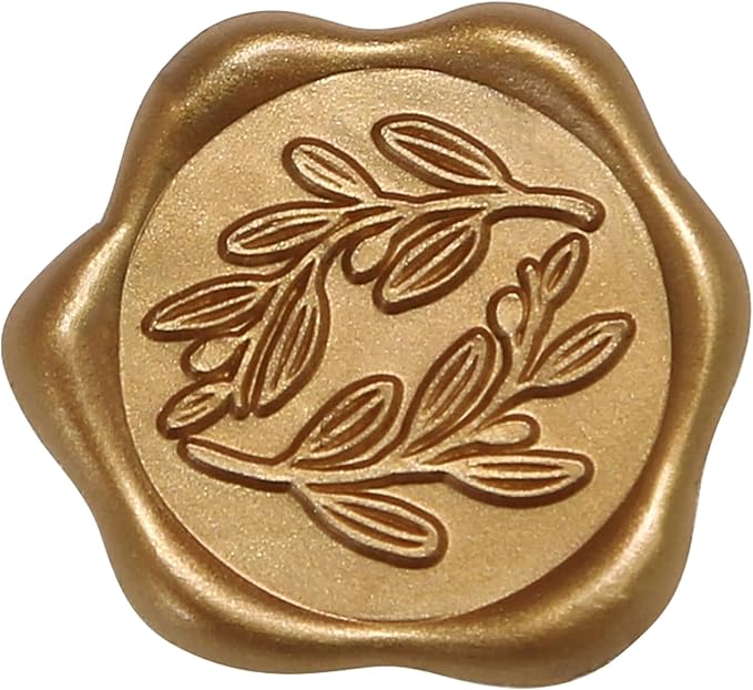 UNIQOOO Wax Seal Stickers - Olive Branch Wedding Invitation Envelope Seal Stickers, 100 Pcs Self- Adhesive Antique Gold Stickers, Perfect for Invitation, Christmas, Gift Wrapping