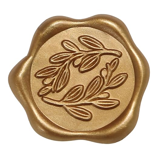 UNIQOOO Wax Seal Stickers - Olive Branch Wedding Invitation Envelope Seal Stickers, 100 Pcs Self- Adhesive Antique Gold Stickers, Perfect for Invitation, Christmas, Gift Wrapping