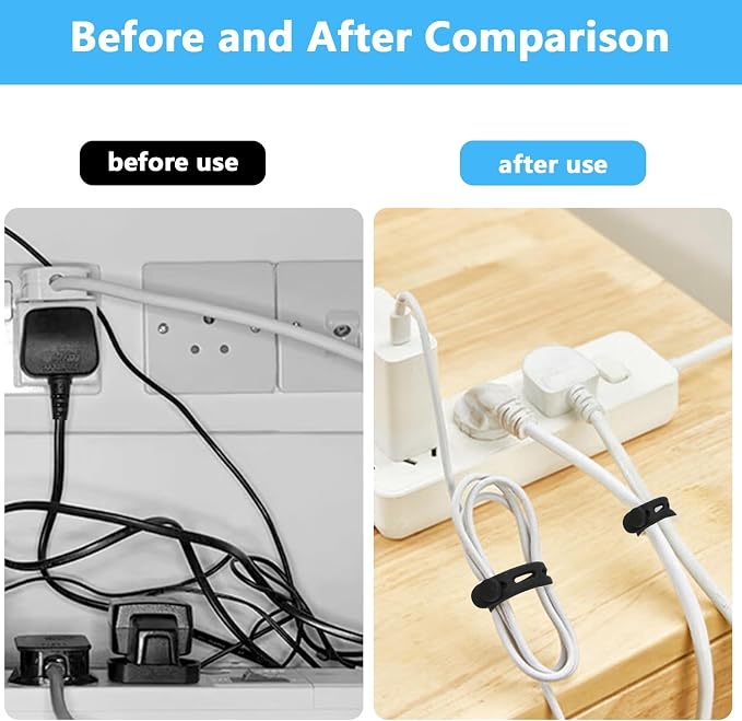 25 Pcs Black Silicone Cable Ties, Reusable Cable Straps Wire Organizer. | Cable Management Cord Organizer for Fastening Earphone Phone Charger Home Office Desk Kitchen Appliances Cable Cords Wires