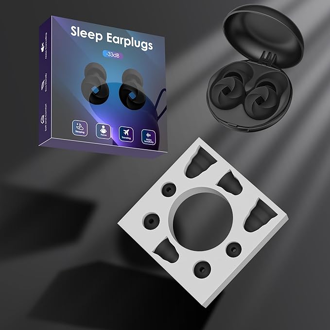 Ear Plugs for Sleeping Noise Cancelling, Soft Reusable Earplugs for Sleep, Silicone Ear Plugs Noise Reduction for Block Snoring/Noise Sensitivity/Travel/Work/Focus - 5 Pairs Ear Tips in S/M/L