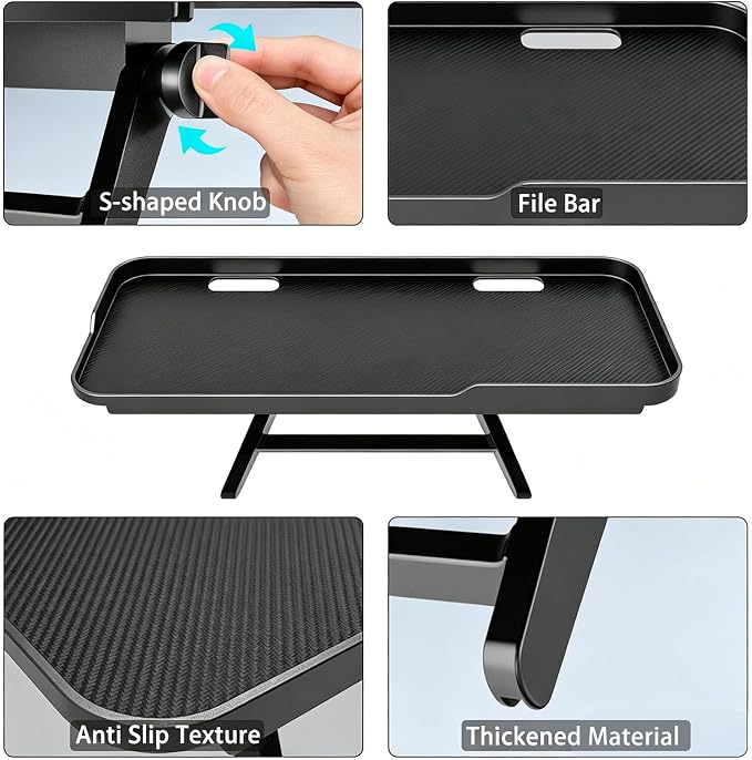 2 Pcs TV Top Shelf Screen Top Storage Stand, Black Computer Monitor Top Mounting Bracket Adjustable Cable Box Mount Shelf with 12 inch/30cm Platform for Speakers/Router/Sound Bars/Game Console