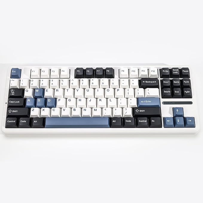 Arctic PBT Double Shot Keycap Set,174 Keys Retro Blue Custom Key Cap Keycaps 60 Percent Cherry Profile Keycaps for 61/64/68/84/87/100/104/108 Mechanical Keyboard