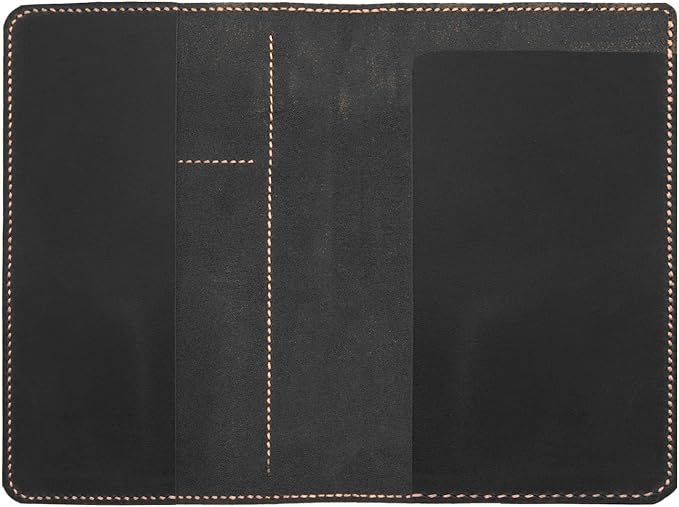 Genuine Leather Notebook Notepad Cover for TOPS The Legal Pad Writing Pads Docket 5" x 8" Cover, retro real leather portfolio folder cover organizer (Black)