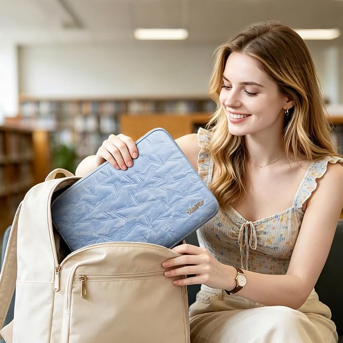15 16 inch Laptop Sleeve Case for 15" MacBook Pro/Air M5, 16" MacBook Pro M5, 15" Surface Laptop 7, 15" IdeaPad Slim 5i Gen 9, 16" ThinkPad E16, 16" XPS 16, HP Notebook Bag Cover, Sky Blue