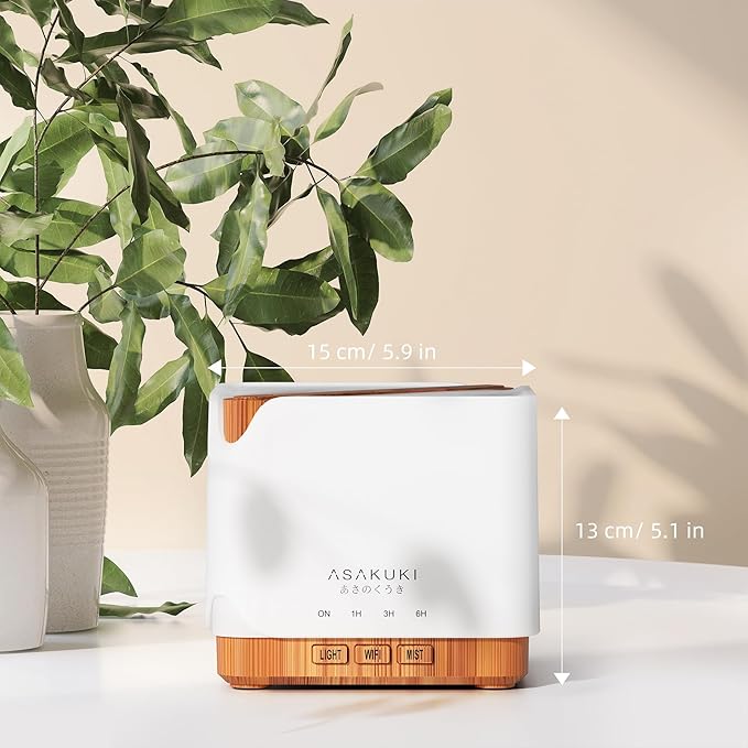 ASAKUKI Smart WiFi Essential Oil Diffuser, Large 700 ml Cool Mist Humidifier, Easy Connect with Alexa and Google Home, Phone App & Voice Control, Customized Schedule Timers and LED Light