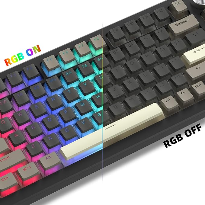 Womier PBT Shine Through Keycaps for Mechanical Keyboard, Pudding Keycaps 60% 75% 100% Keyboard 143 Keys, Custom Keycap Set OEM Profile for Gateron Cherry MX Switches,Grey Brown-Only Key caps