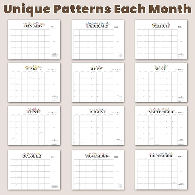 Desk Calendar 2026-2027 - 18 Month Desktop Calendars (Jan 2026–Jun 2027),Large 22x17 Monthly Calendar with Home & Office Floral Desk Pad Calendars (Apricot, 22 * 17)