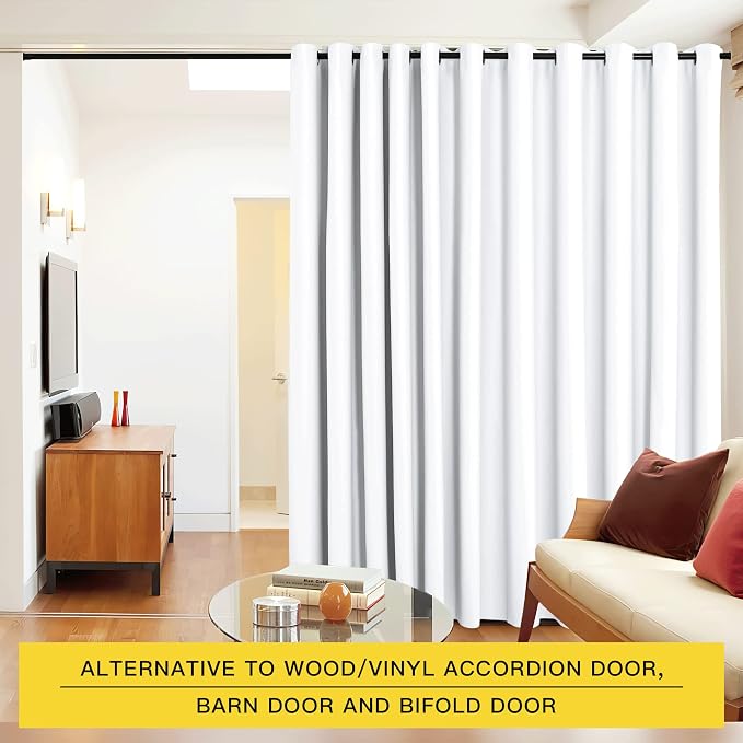NICETOWN Closet Door Heavy Curtain, Room Dividers Shade Screens Partitions, Extra Large Grommet Space Partition Curtain, Screen Dividers for Rooms (1 Pack, 20ft Wide x 9ft Long, White)