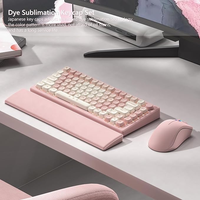 Womier Keycaps - Pink Cute PBT Keycaps MOA Dye-Sublimation 60 65 75 100 Percent, Custom Key caps Set for 61/64/68/84/87/100/104/108 Cherry MX Mechanical Keyboard (Pink)