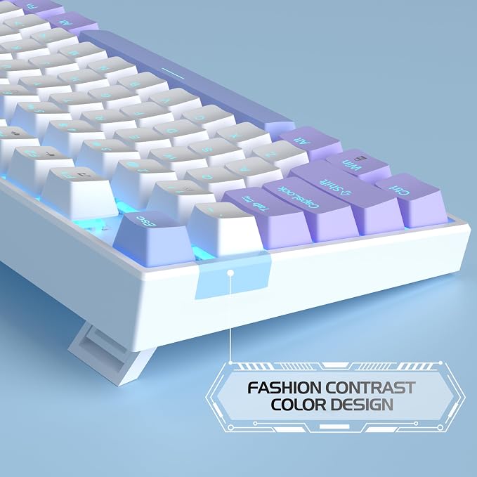 MageGee 75% Mechanical Gaming Keyboard, Red Switch, LED Blue Backlit, 87 Keys Compact TKL Wired Computer Keyboard for Windows Laptop PC Gamer - White/Purple