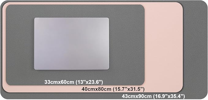 Dual Sided Desk Pad Faux Leather Desk Mat Large Mouse Pad | Desk Pad Protector Non-Slip Waterproof Desk Mouse Pad for Writing Desk, Office, Home(Pink Gray 31.5"X15.7")