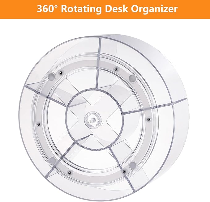 Acrylic Pen Marker Organizer for Desk, 360-Degree Rotating Pencil Holder Crayon Art Supplies Storage Organizer, 6 Slots Clear Large Capcaity Spinning Caddy for Home Office School Kids