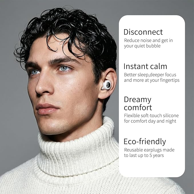 Ear Plugs for Sleeping 45DB Noise Cancelling: Ultra-Comfy Reusable Noise-Reducing Earplugs for Sleeping & Travel & Work Hearing Protection Earbuds with 8 Tips(XS,S, M, L Size)