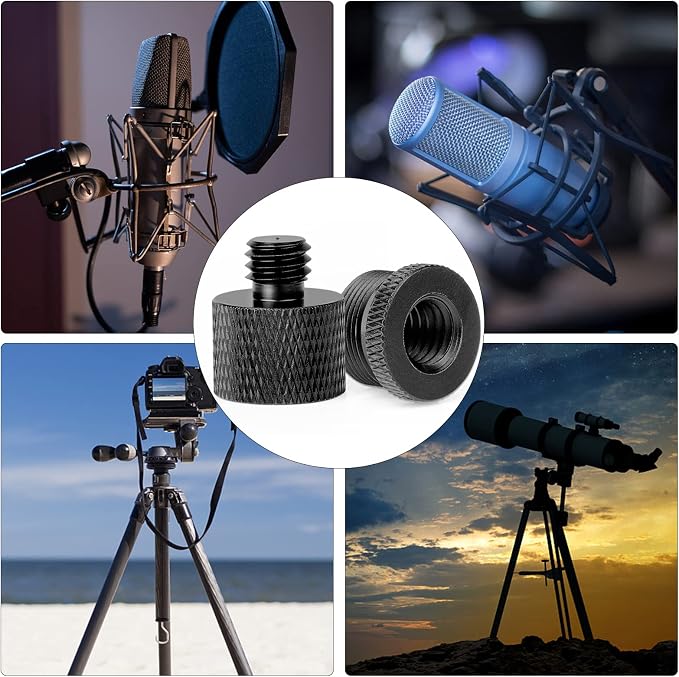Mic Stand Adapter 3/8 Female to 5/8 Male Microphone Stand Adapter and 5/8 Female to 3/8 Male Mic Thread Adapter for Blue Yeti Snowball Boom Arm Mic Stand Mount to Tripod, Combo 8 Pack by ChromLives