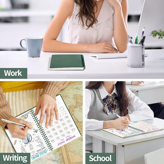 AHGXG Graph Paper Notebook - Spiral Notebook 8.5" x 11", A4 Large Graph Notebook, 100 gsm Thick Grid Paper, Waterproof Plastic Cover Journals for School Writing Engineering Math, Green
